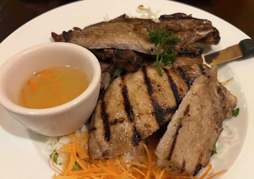 Grilled pork over vermicelli
